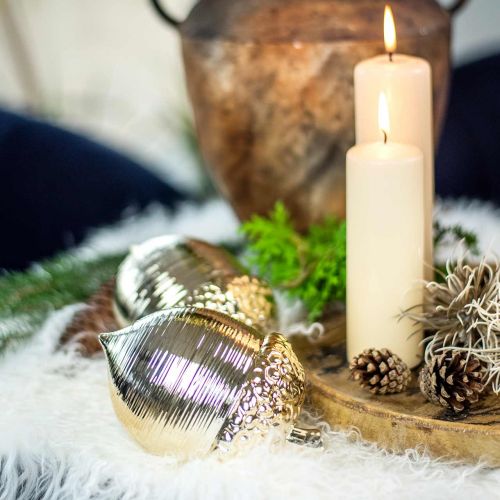 Floristik24 Deko Eichel Keramik Golden Tischdeko Weihnachten 13,5cm 2St