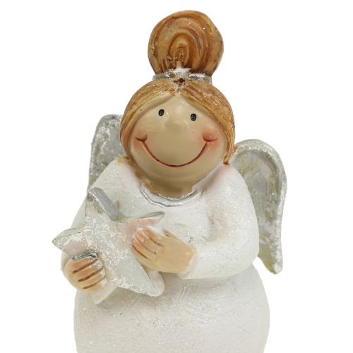 Floristik24 Deko Figur Engel mit Stern Weiß, Silber 10cm 2St