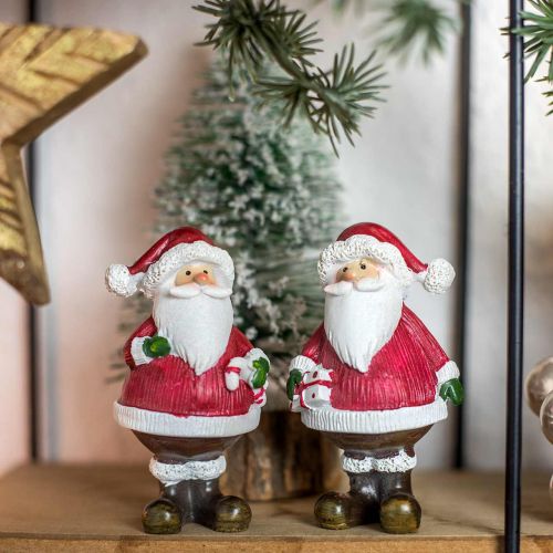 Floristik24 Deko Figur Weihnachtsmann mit Zuckerstange/Geschenk H8,5cm 4St