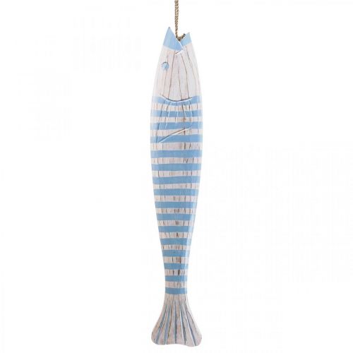 Floristik24 Deko Fisch Holz Holzfisch zum Aufhängen Hellblau H57,5cm