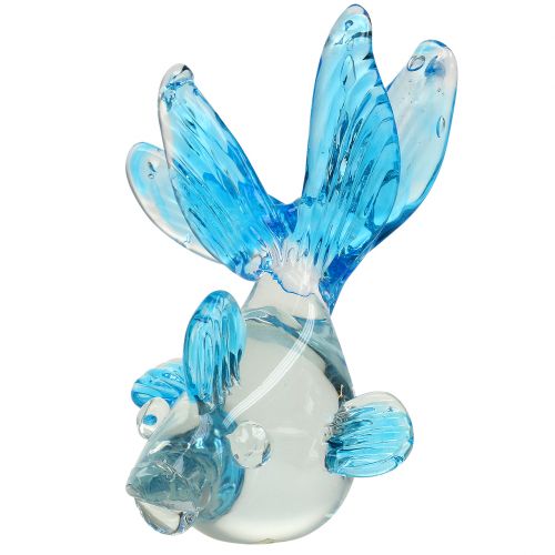 Deko-Fisch aus Glas klar, Blau 15cm