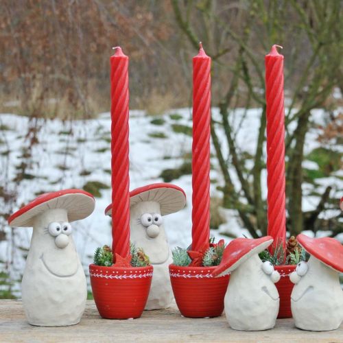 Artikel Dekopilz, Herbstdeko, Pilz aus Beton, Glücksbringer, Deko für Silvester Rot, Weiß H20cm B10cm