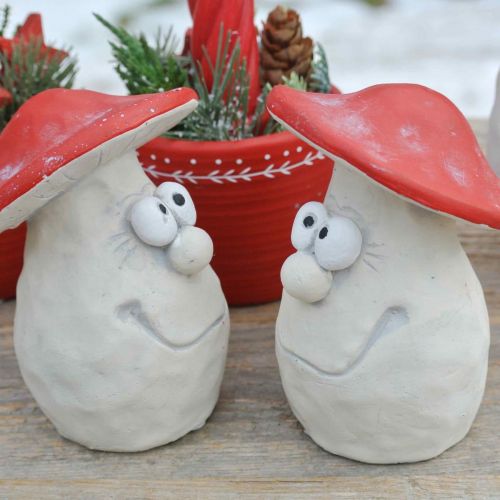 Artikel Pilze zum Dekorieren, Silvesterdeko, Waldpilz, Betondeko Rot, Weiß H10cm B12,5cm 2St