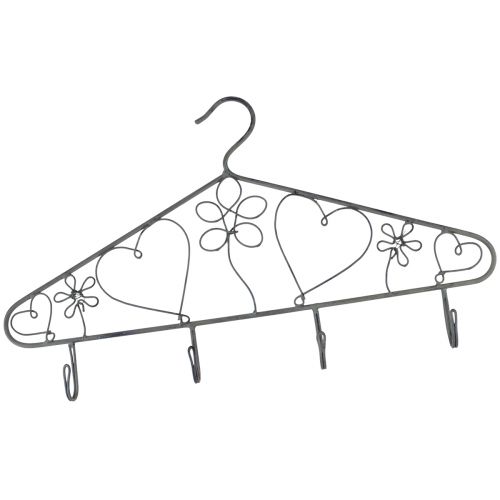 Floristik24 Deko Hakenleiste Kleiderbügel mit Haken Vintage Grau 40×23cm