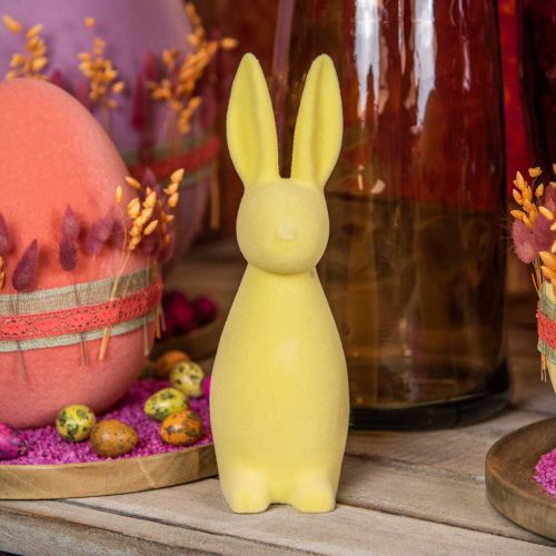 Floristik24 Deko Hase Deko-Osterhase Beflockt Hellgelb H29,5cm 2St