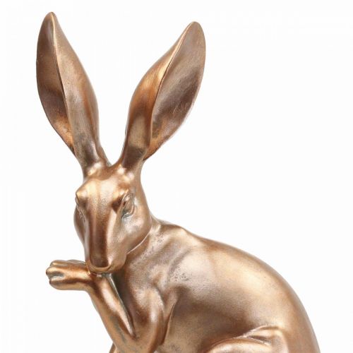 Floristik24 Deko Hase Gold sitzend Osterhasenpaar H30,5cm 2St