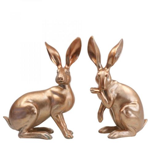 Floristik24 Deko Hase Gold sitzend Osterhasenpaar H30,5cm 2St