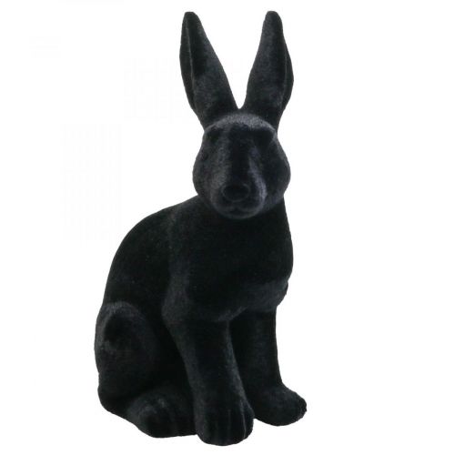 Floristik24 Deko Hase Groß Osterhase Schwarz beflockt Keramik H42,5cm