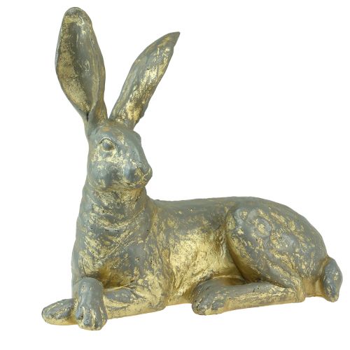 Floristik24 Deko Hase Liegend Gold Grau Dekofigur Ostern 27x13x25cm