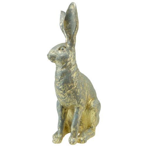 Artikel Deko Hase Sitzend Grau Gold Vintage Ostern 20,5x11x37cm