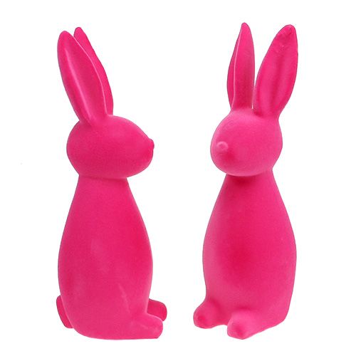 Floristik24 Deko Hase beflockt Pink 30cm 2St