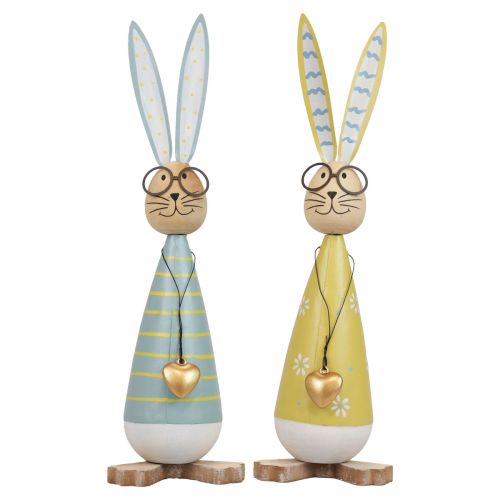 Artikel Deko Hase mit Brille Osterdeko Holz Metall Osterhase 29cm 2 St