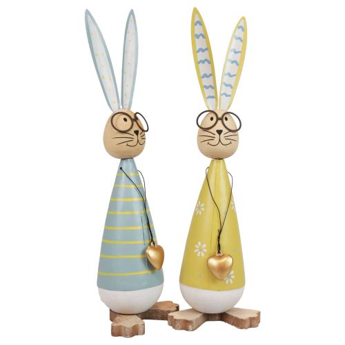 Floristik24 Deko Hase mit Brille Osterdeko Holz Metall Osterhase 29cm 2St