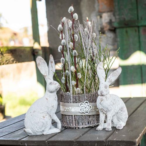 Floristik24 Deko Hasen Sitzend Shabby Chic Frühlingsdeko H25cm 2St