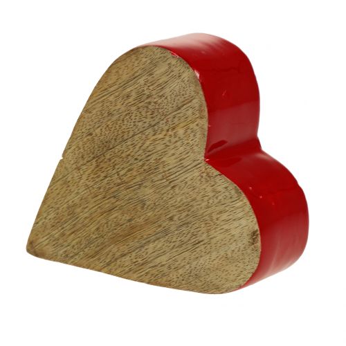 Floristik24 Deko Herz Holz Rot, Natur 11cm x 9,5cm