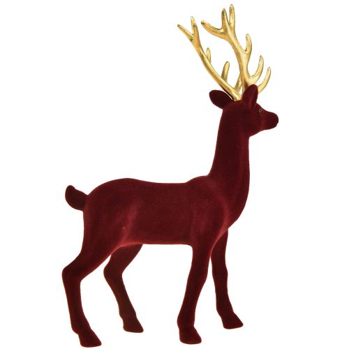Artikel Deko Hirsch Rentier Bordeaux Gold Dekofigur Beflockt H37cm