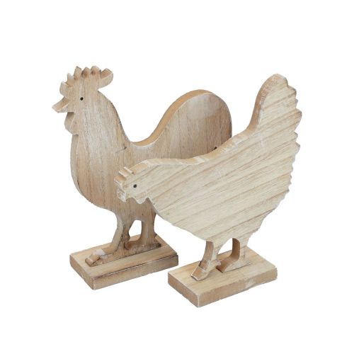Floristik24 Deko Hühner Osterdeko Holz Tischdeko 14,5cm 2er-Set