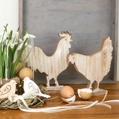 Deko Hühner Tischdeko Ostern Holzdeko Vintage 19cm 2er-Set