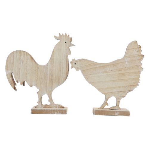 Deko Hühner Tischdeko Ostern Holzdeko Vintage 19cm 2er-Set