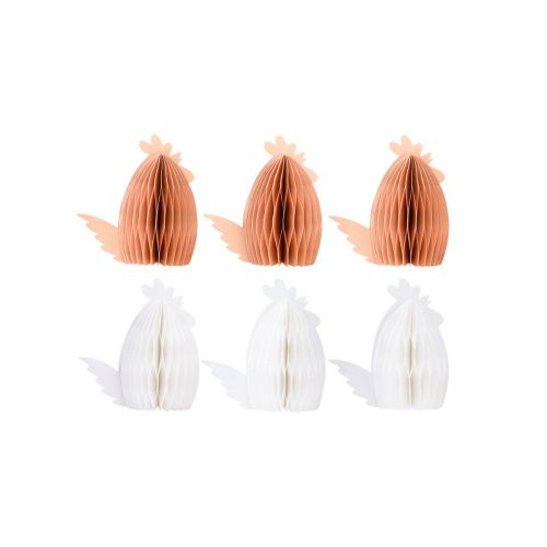 Artikel Deko Hühner Wabenpapier Weiß Orange 5,5×3,5×6cm 6 St