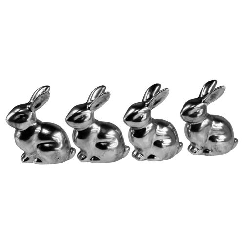 Artikel Deko Osterhase Silber Osterdeko Hase sitzend H9cm 4St