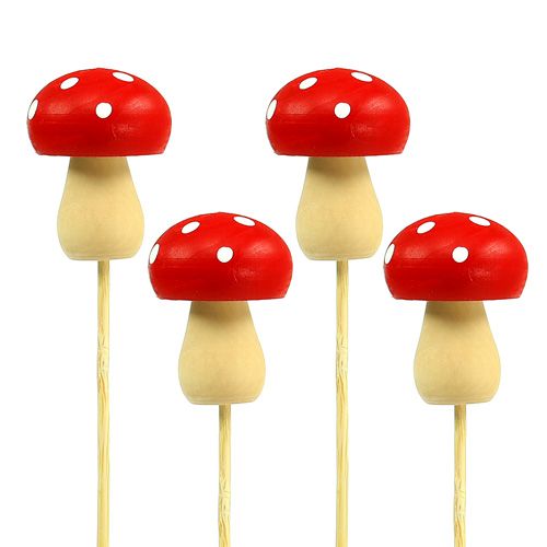 Floristik24 Deko-Pilz Fliegenpilz-Stecker rot 5cm L30cm 12St