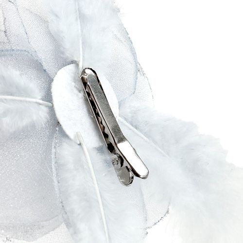 Floristik24 Deko-Rose am Clip Ø10cm Silber 2St