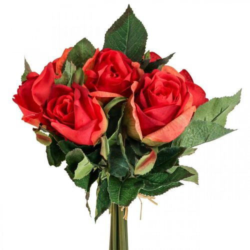 Floristik24 Deko Rosen Blumenstrauß Kunstblumen Rosen Rot H30cm 8 St