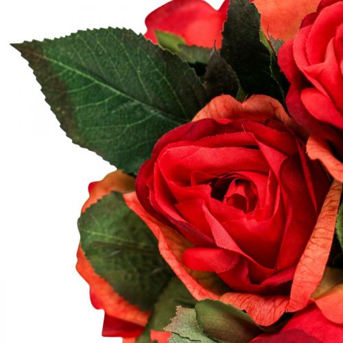 Floristik24 Deko Rosen Blumenstrauß Kunstblumen Rosen Rot H30cm 8 St