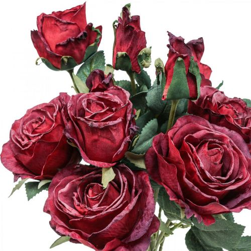 Deko Rosen Rot Künstliche Rosen Seidenblumen 50cm 3St