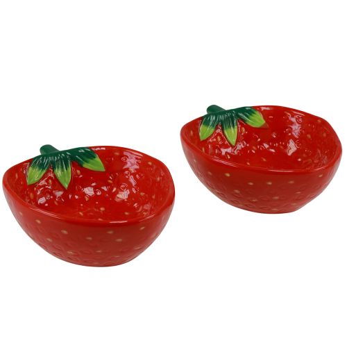Floristik24 Deko Schale Erdbeere Keramikschale Rot 12,5×15,5cm 2St