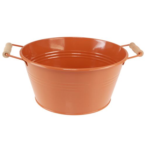 Floristik24 Deko Schale mit Griffen Metall Orangebraun Ø29cm H14,5cm