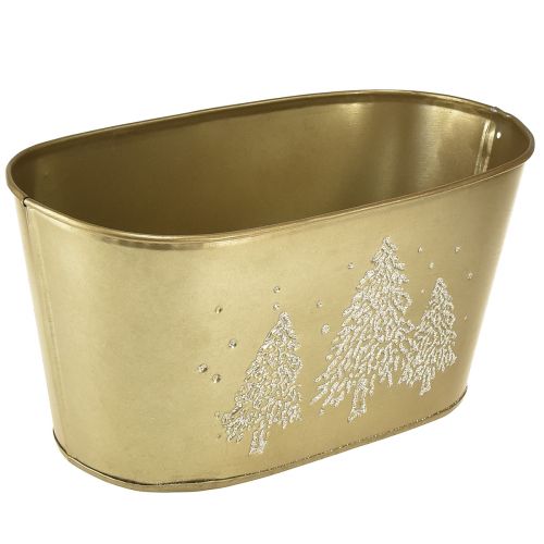 Artikel Deko Schale oval Tannenbaum Übertopf Gold 24×13×12,5cm