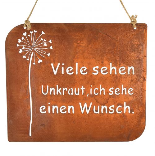 Artikel Deko Schild Metall mit Spruch Rost Pusteblume 35×30cm