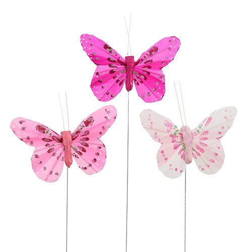 Floristik24 Deko Schmetterling Rosa-Pink sort. 6cm 24St