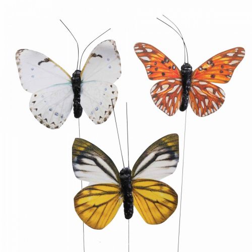 Artikel Deko Schmetterling am Draht Bunt Frühlingsdeko 8cm 12St