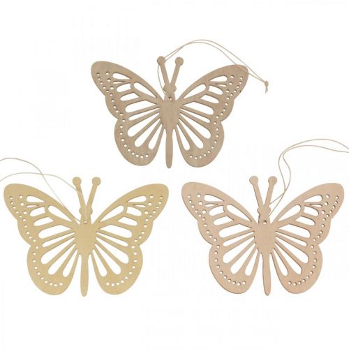 Artikel Deko Schmetterlinge Dekohänger Beige/Rosa/Gelb 12cm 12St