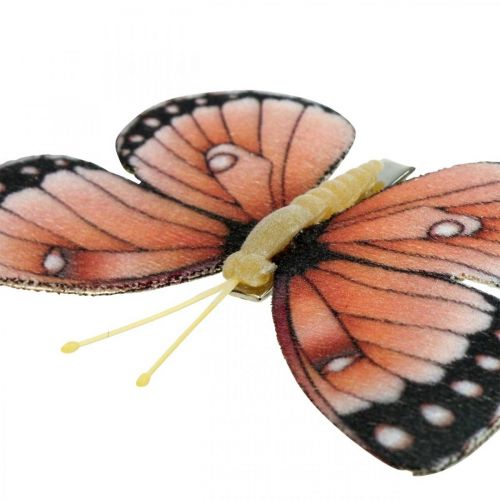 Floristik24 Deko Schmetterlinge mit Clip B4,5–11,5cm 10St Braun Orange