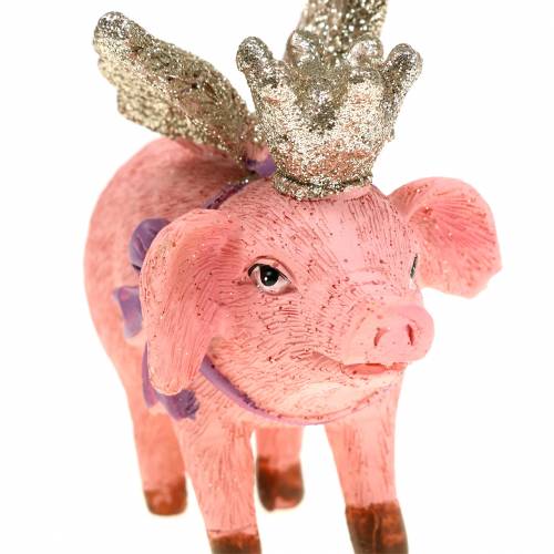 Floristik24 Dekofigur Schwein mit Krone 9cm 2St
