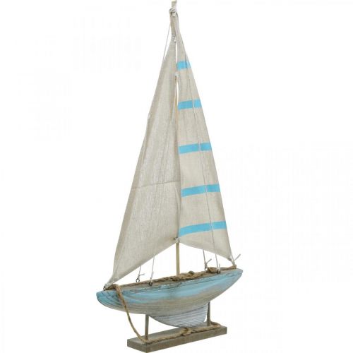 Floristik24 Deko Segelboot Holz Blau-Weiß Maritime Tischdeko H54,5cm