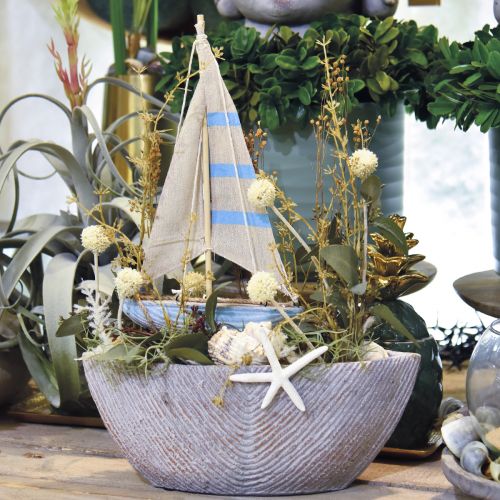 Floristik24 Deko Segelboot aus Holz Blau, Weiß H41,5cm