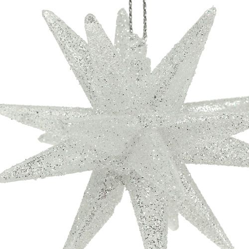 Floristik24 Deko Sterne mit Glimmer 7,5cm silber 8St