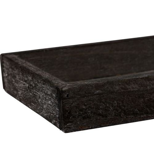 Floristik24 Deko Tablett länglich Holztablett Braun rustikal 42×14×3cm 3St