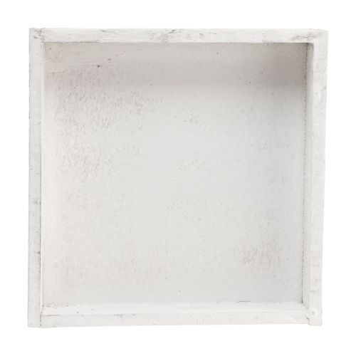Floristik24 Deko Tablett quadratisch Holztablett Weiß 20×20×3,5cm