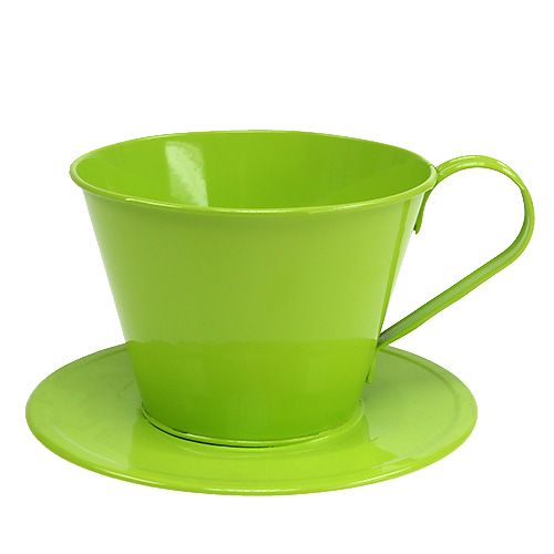 Floristik24 Deko-Tasse mit Teller Grün Ø16cm H11cm