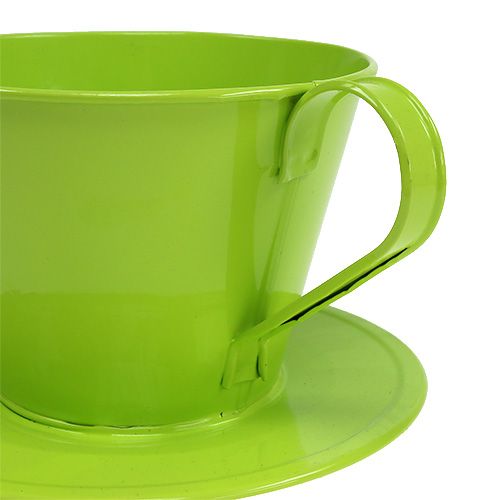Floristik24 Deko-Tasse mit Teller Grün Ø16cm H11cm