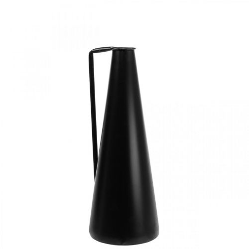 Floristik24 Deko Vase Metall Schwarz Dekokanne konisch 15x14,5x38cm