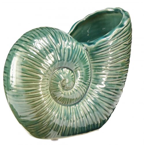 Floristik24 Deko Vase Schneckenhaus Keramik Grün 18x8,5x15,5cm