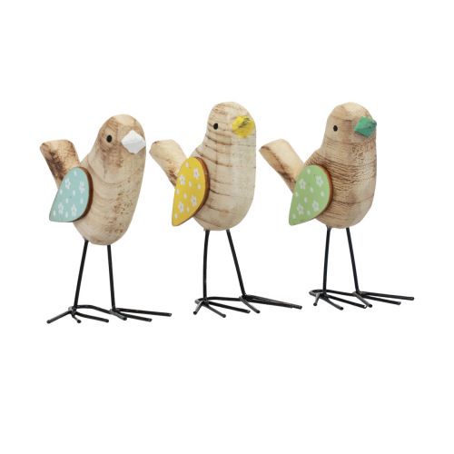 Floristik24 Deko Vögel Holzvögel Tischdeko Frühling Natur Bunt 12cm 3 St