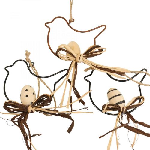 Floristik24 Deko Vögel zum Aufhängen Schwarz/Natur/Rost 8,5×7,5cm 6 St